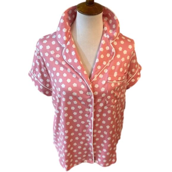 Kate Spade Pretty In Pink Clouds‎ Soft Cozy Warm Button Down Women’s Pajama Top - Picture 1 of 9